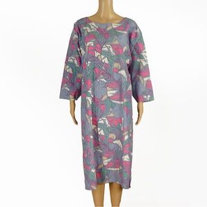 Vintage Jim Thompson Pastel Abstract Floral Long Sleeve Dress
